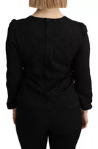 Black Lace Long Sleeves Blouse STAFF Top