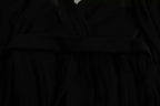 Black Mesh Pleated Mini Silk Blend Dress