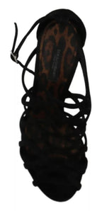 Black Suede Ankle Strap Stiletto Shoes