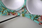 Mint Green Floral Print Beachwear Bikini Top