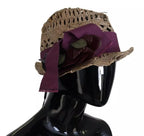 Brown Ribbon Floral Embellished Straw Hat