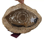 Brown Ribbon Floral Embellished Straw Hat