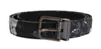 Black Cayman Linen Leather Belt