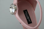 Pink Brocade Crystal Lily Ankle Strap Shoes