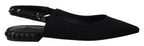 Black Flats Crystal Slingback Charmeuse Shoes