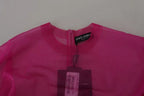 Fuchsia Polyester Crewneck Pullover Sweater