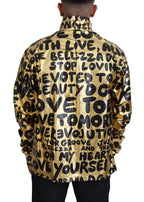 Gold Logo Print Turtleneck Pullover Sweater