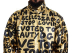 Gold Logo Print Turtleneck Pullover Sweater