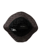 Black Gray Patterned Leather Bucket Hat