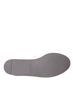 White Gray Leather Slip Mocassin Shoes Loafer