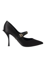 Black Mary Jane Crystal Heels Pumps Shoes