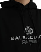 Black Cotton Logo Hooded Pullover Sweatshirt Sweater