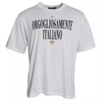White Logo Cotton Round Neck Short Sleeves T-shirt