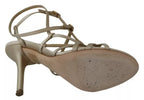 Gold Silk Ankle Strap Heels Sandals Shoes