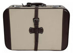 Brown Beige Leather Mens Travel Suitcase Luggage Bag