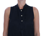 Black Sleeveless Viscose Blouse Top