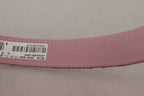 Pink Jaquard Embroidered Gold Tone Metal Buckle Belt
