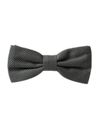 Gray Silk Patterned Adjustable Neck Men Papillon Bow Tie