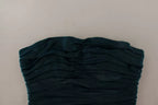 Turquoise Bustier Bodice Draped Midi Dress.