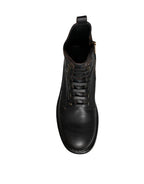 Black Lace Up Mid Calf Boots Men Shoes