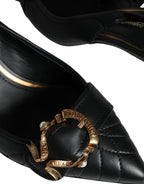 Black Devotion Leather Heels Slingback Shoes