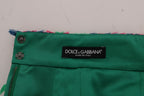 Pink Green Jacquard Pencil Skirt