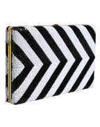 Black White Gold Frame Clutch Evening Party Purse Bag