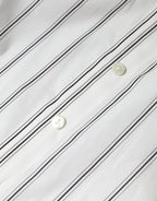 White Striped Collared Short Sleeve Polo Top
