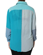 Multicolor Long Sleeve Button Blouse Top