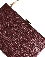 Maroon Leather Clutch Evening Crossbody Bag