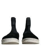 Black White Neoprene Takeshi Mid Calf Boots Shoes