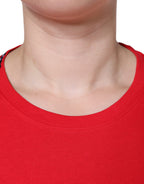Red Cotton Crew Neck Short Sleeve Tee T-shirt