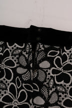 Floral Macramé Lace Crystal Button Skirt