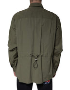 Military Green Cotton Bend Collared Coat Jacket