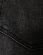 Black Tattered Cotton Skinny Men Denim Jeans