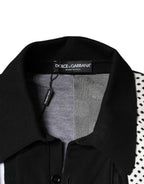 Black White Polka Dot Collared Polo T-shirt