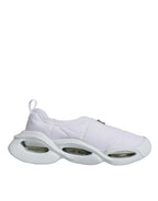 White Padded Fabric Low Top Sneakers Shoes