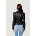 Black Polyester Leather Jacket