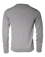 Light Gray Wool Crew Neck Pullover Sweater