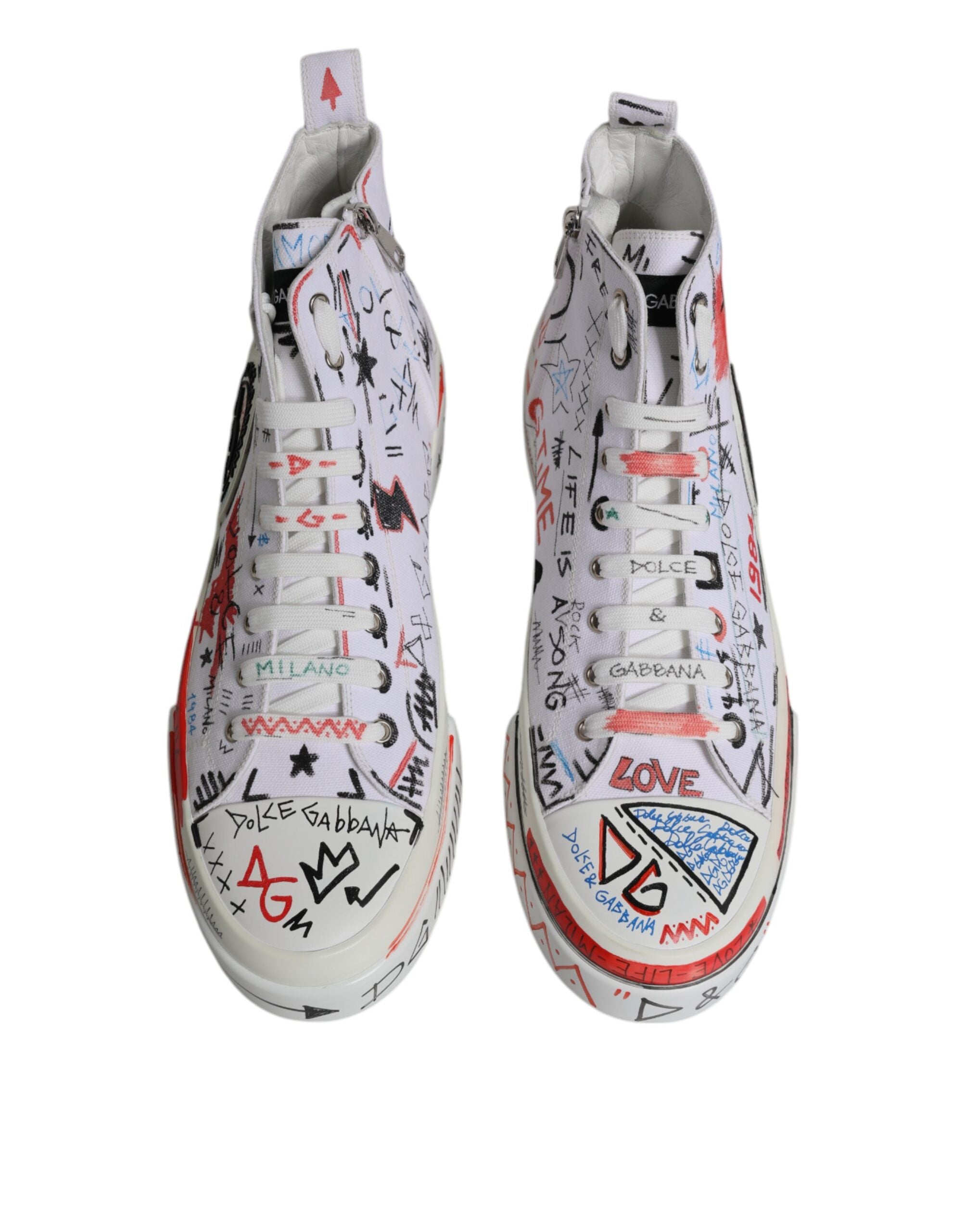 White Portofino Graffiti High Top Men Sneakers Shoes