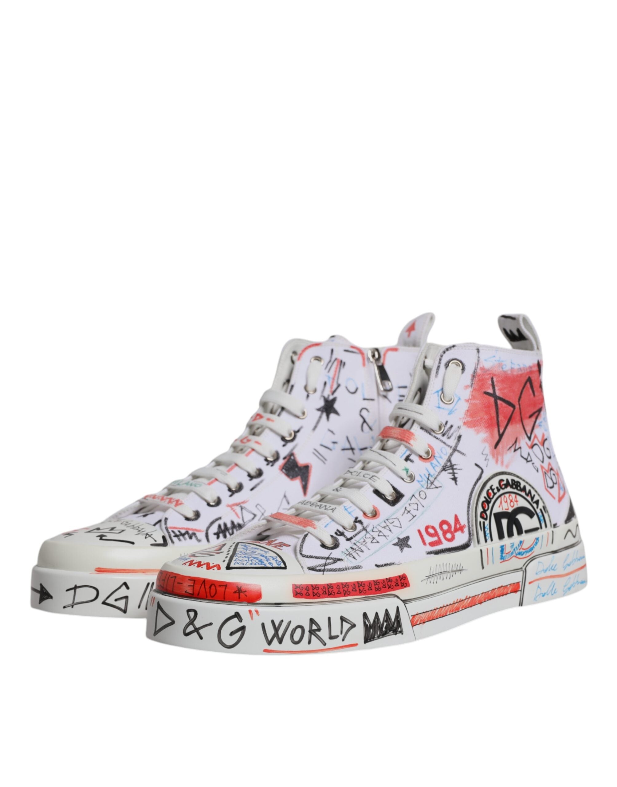White Portofino Graffiti High Top Men Sneakers Shoes