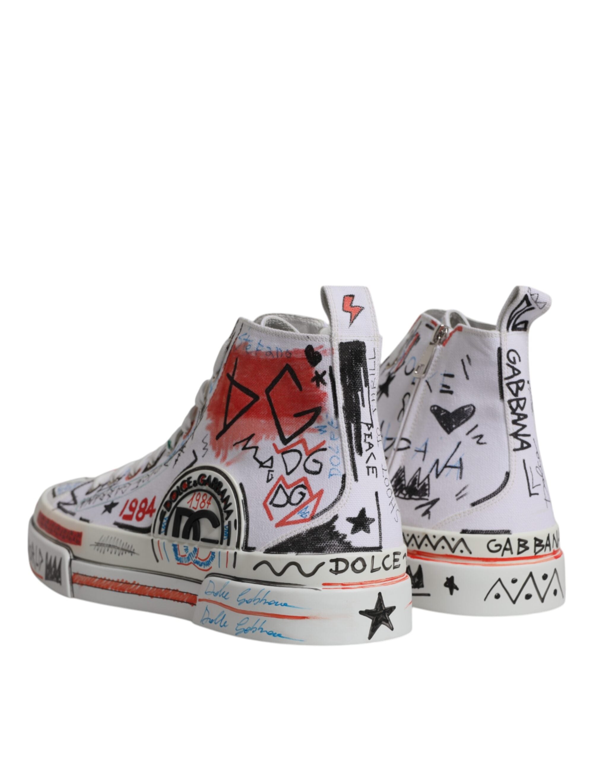 White Portofino Graffiti High Top Men Sneakers Shoes