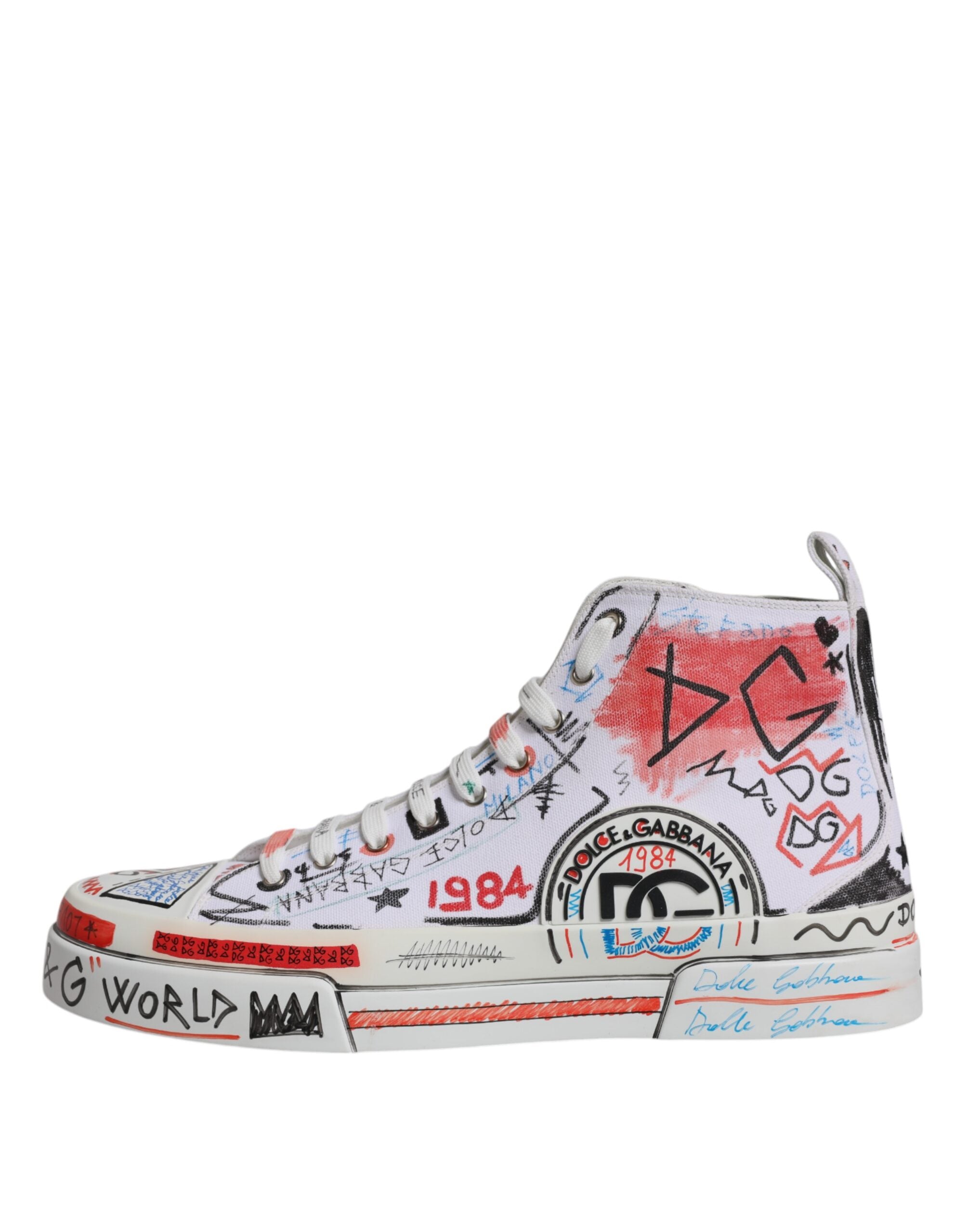 White Portofino Graffiti High Top Men Sneakers Shoes