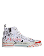 White Portofino Graffiti High Top Men Sneakers Shoes