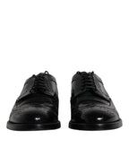 Black Leather Derby Wingtip Formal Shoes