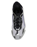 Silver Black Nylon NS1 Low Top Sneakers Shoes