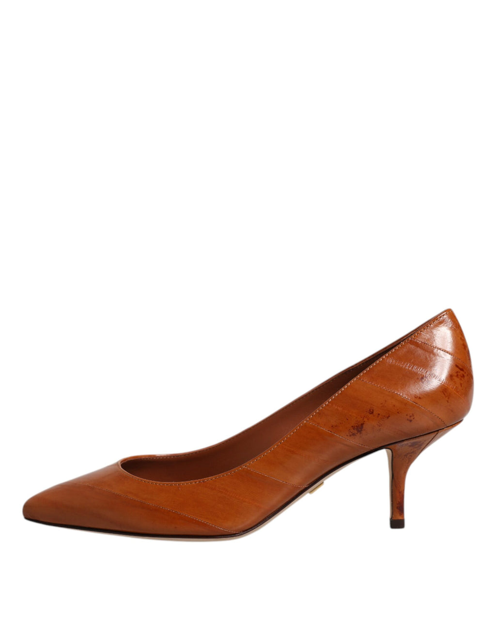 Brown Leather Kitten Heels Pumps Shoes