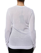 White Mesh See Through Long Sleeves Top