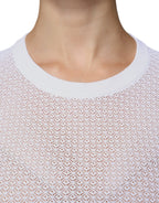 White Mesh See Through Long Sleeves Top