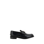 Black Leather Logo Loafers